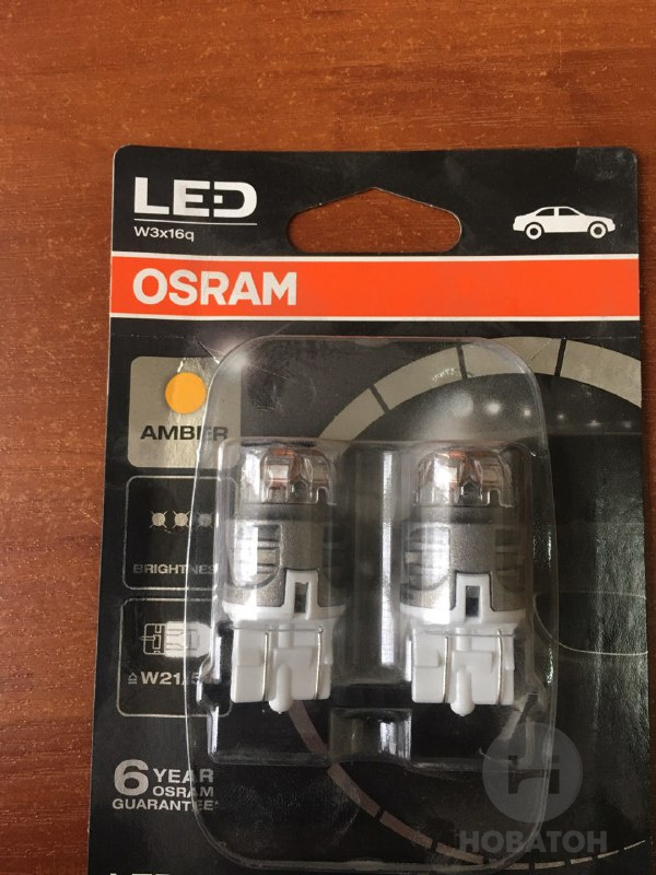 Лампа светодиодная W21/5W 6000K 12V 3W W3X16Q LEDriving Premium (blister 2шт) (OSRAM) - фото 